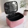 Large capacity women cosmetic bag portable travel toiletry pouch pink storage organizer - Rose Gold