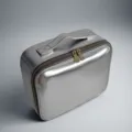 Zilveren metallische cosmetische tas met handvat, draagbare make-up organizer voor reizen. - 26x23x11cm / Licht Luxe Zilver