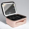 Roségouden reismake-upkoffer met LED-verlichte spiegel en verstelbare compartimenten. - LED Make-up Spiegel Versie / Roségoud