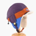 Koreanische farbblockierte Kunstfell-Trapperhut, dicke warme Winter-Skimütze mit Ohrenklappen. - Kinder Größe (50-54cm) / Violettes Top