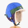 Farbblock Winter Trapper Mütze mit warmem Sherpa Futter Ohrklappen Skimütze für Damen und Herren - Kinder Größe (50-54cm) / Blauer Abschluss