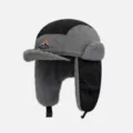 Chapeau aviateur chaud d'hiver bonnet cache-oreilles colorblock ski en plein air - Taille Unique (56-60cm) / Patchwork Noir et Gris