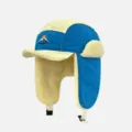 Chapeau trappeur en peluche chaude d'hiver avec cache-oreilles casquette pilote colorblock - Taille Unique (56-60cm) / Bleu et Jaune