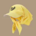 Korean style sun protection hat with headscarf strap, breathable outdoor baseball cap for women. - Adjustable / Yellow