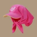Korean style sun protection hat with neck cover scarf, breathable pink baseball cap for women. - Adjustable / Rose Red