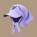 Purple sun protection baseball cap with scarf wrap, breathable outdoor shade hat for women. - Adjustable / Purple
