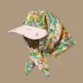 Korean style floral print sun bonnet cap with ribbon tie, breathable outdoor summer hat. - Adjustable / Pink Monet Garden