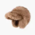 Winter Kunstfell Ohrenklappe Baseball Kappe Braun Warme Plüsch Mütze für kalte Tage Outdoor Alltag - Einheitsgröße (56-60cm) / Kaffee