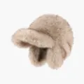 Winter Plüsch Kunstfell Baseballkappe mit Ohrenklappen, warme dicke Pelzmütze für kalte Tage. - Einheitsgröße (56-60cm) / Khaki