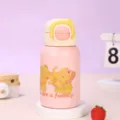 Rosa isolierte Trinkflasche mit niedlichem Elefanten-Cartoon-Design, 316 Edelstahl Becher. - Rosa Elefant