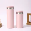 Pink Stainless Steel Insulated Coffee Mug Set Dual Capacity Travel Tumbler Flip Lid Cup - 350ml / Pink