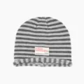 Koreanische gestreifte Strickmütze, lässige slouchy Umschlagmütze für Damen Winter warm. - Einheitsgröße (56-60cm) / Grau
