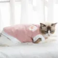 Soft plush cat winter vest in pink and white, warm pet clothing for cute kittens and small dogs. - XS / Pink