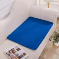 Blue washable reusable pet pee training pad with hexagonal pattern for dogs and cats. - Blue
