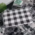 Comfortable black and white checkered pet mat for dogs and cats, soft quilted bed. - Black and White Plaid