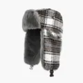Retro plaid plush trapper hat for autumn and winter, thick warm ear protection bomber hat. - One Size (56-60cm) / Khaki & Black