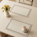 Waterproof leather placemat detail, wabi-sabi style table mat, oil-proof heat insulation. - Poetic Colors