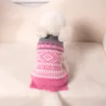 Rosa geometrischer Strickhundepullover für Herbst und Winter, kuschelige Haustierbekleidung. - S / Rosa