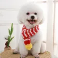 Niedlicher rot-weißer Haustier Strickschal Winter warmer Hunde Katzen Wollschal Halswärmer - S (Länge 40cm Breite 4cm) / Rot und Weiß Gestreift