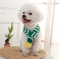 Süßer Haustier Strickschal grün weiße Streifen winterwarmer Wollkragen für Katzen und Hunde - S (Länge 40cm Breite 4cm) / Grün und Weiß Gestreift