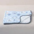 Blue thickened pet blanket with cute dog and cat paw print designs, soft warm sleeping pad. - Blue Cat Dog Paw Print / 62x40cm