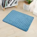 Flannel pet sleeping mat, blue soft dog cat bed with cute heart quilted pattern. - Blue