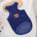 Blauwe ademende mesh hondenhesje met berenpatch, perfecte zomerkleding voor kleine puppy's. - XS / Blauw (Een Beer)