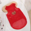 Rotes atmungsaktives Mesh Haustierweste für kleine Hunde Sommer Kleidung süßes Bärenmuster - Rot (Ein Bär)