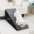 Haustier Hundesrampe Schaumstoff Treppe für kleine Hunde Bett Seite Neigung grau schwarz - Klappbare Abgerundete Treppe / Schwarz und Grau