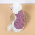 Paarse kabeltrui huisdier trui voor kleine honden, warme herfst winter puppy kleding. - Oudroze