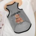 Atmungsaktives Mesh Hunde Weste für kleine Haustiere Sommer Welpen Kleidung süßer Bär Druck - Grau (Good Day Bär)