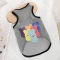 Atmungsaktive Mesh-Hundeweste für Sommer, süßes buntes Hasen-Design für kleine Haustiere. - Grau (6 Kaninchen)