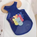 Blaues Mesh Hundeweste Sommer atmungsaktive Welpen Tanktop mit bunten Hasen Motiv für Haustiere - Blau (6 Kaninchen)