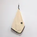 Korallenfleece Hänge-Handtuch, beiges Haustier-Trockentuch mit schwarzem Pfotenabdruck. - 75x40cm / Beige
