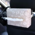 Embossed fabric car tissue box hanging back seat paper holder auto interior accessories - Apricot