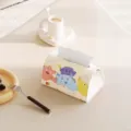 Cute dopamine leather tissue box with cartoon monster print, perfect for living room and car. - Little Monster