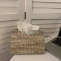 Woven tissue box envelope style desktop storage holder for home and office decor. - Light Green