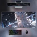 Μεγάλο gaming mouse pad anime με σχεδίαση κοριτσιού λευκών μαλλιών, ομαλή επιφάνεια. - Μεγάλο: Βασίλισσα του Pάγου
