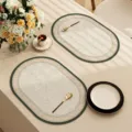 American oval leather placemat heat-insulating waterproof table mat for dining room main view - Huaximeng