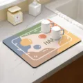 Kitchen absorbent drying mat for tableware and cups, soft diatomaceous earth counter mat. - Happy Water