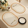American style oval placemat faux leather heat resistant waterproof table mat dining room decor - Bluebell Flower