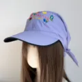 Korean embroidered wide brim headscarf baseball cap for women summer sun protection hat - Flower Purple