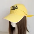 Yellow Headscarf Baseball Cap Women Embroidered Street Style Sun Protection Hat - Yellow Heart