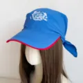 Blue headscarf baseball cap with red brim edge and chic front embroidery, trendy sun hat. - Heart Blue