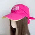 Trendy pink embroidered headscarf baseball cap for women, perfect for summer sun protection. - Heart Rose Red