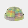 Casquette Docker en jean peint coloré vintage usé pour la mode de rue unisexe style. - Réglable / Rayures colorées jaunes