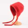 Süßer weicher Plüsch Strick Bonnet Hut für Damen Winter warme Ohrenklappen Mütze rot - Einheitsgröße (56-59cm) / Rot