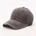 Dunkelgraue Vintage gewaschene Baseballkappe für Damen und Herren, lässiger Destroyed Look. - Verstellbar (56-60cm) / Braun