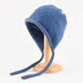 Blauer plueschiger Ohrklappen-Muetzenhut fuer Damen, suesse gestrickte Winter-Ushanka. - Einheitsgröße (56-59cm) / Dunkelblau
