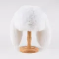 Weißer Plüsch Hase Ohr Bomberhut, weiche warme Winter Mütze für Damen Mode Stil Neu. - Einheitsgröße (56-59cm) / Weiß